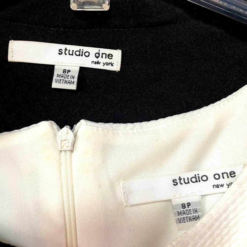 Studio One Black White Houndstooth Jacket Dress Set Sz 8P - Picture 5 of 9